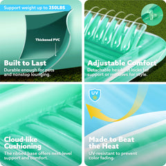 Sloosh tanning pool lounger uses UV resistant PVC up to 0.3 mm for durability