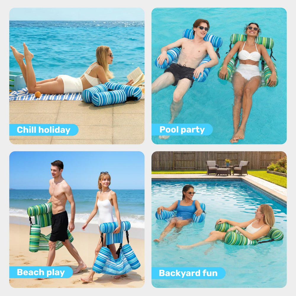 Sloosh stripe pattern pool float chair for pools lakes and rivers.