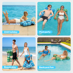Sloosh stripe pattern pool float chair for pools lakes and rivers.