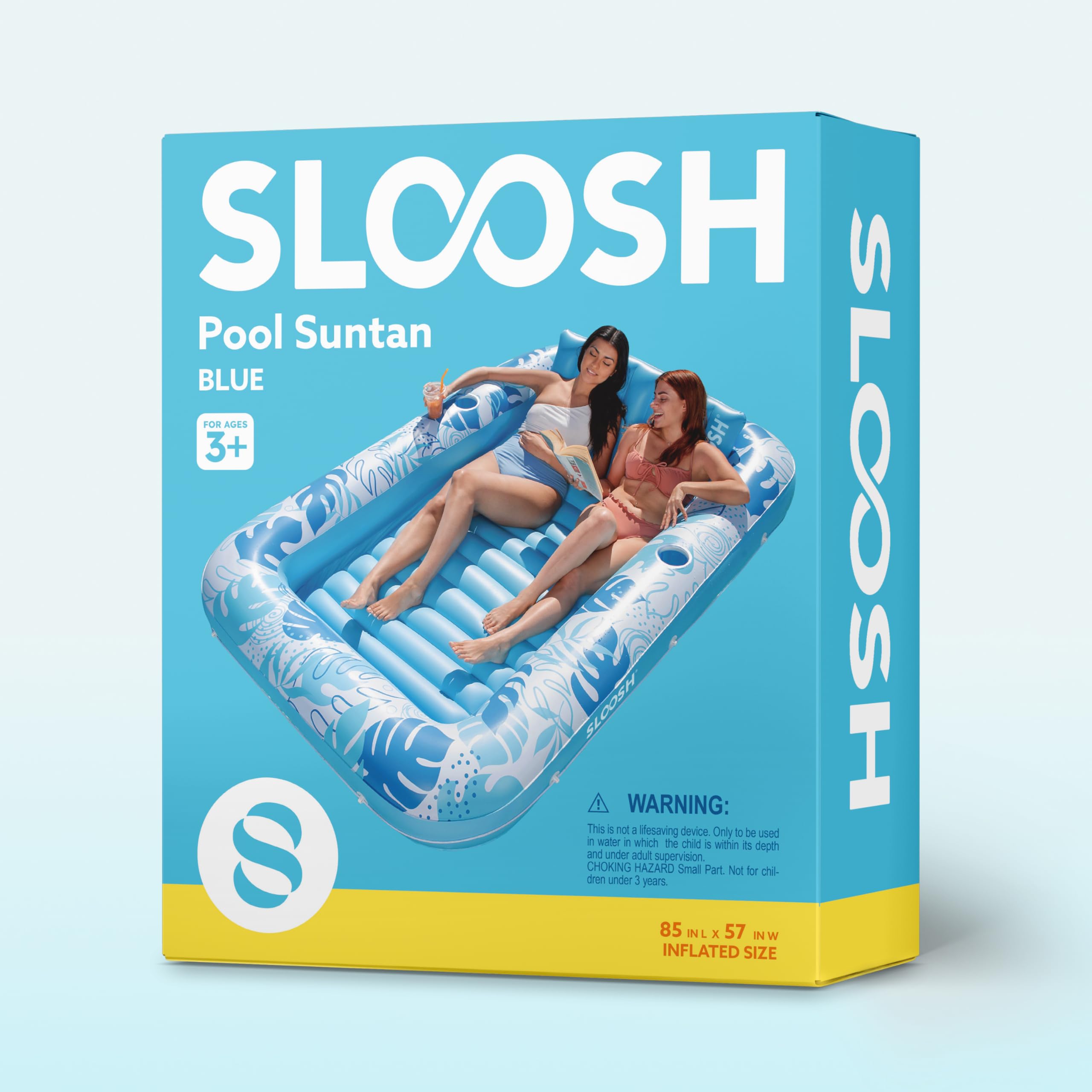 Sloosh XL blue tanning pool creates a luxurious backyard vibe.