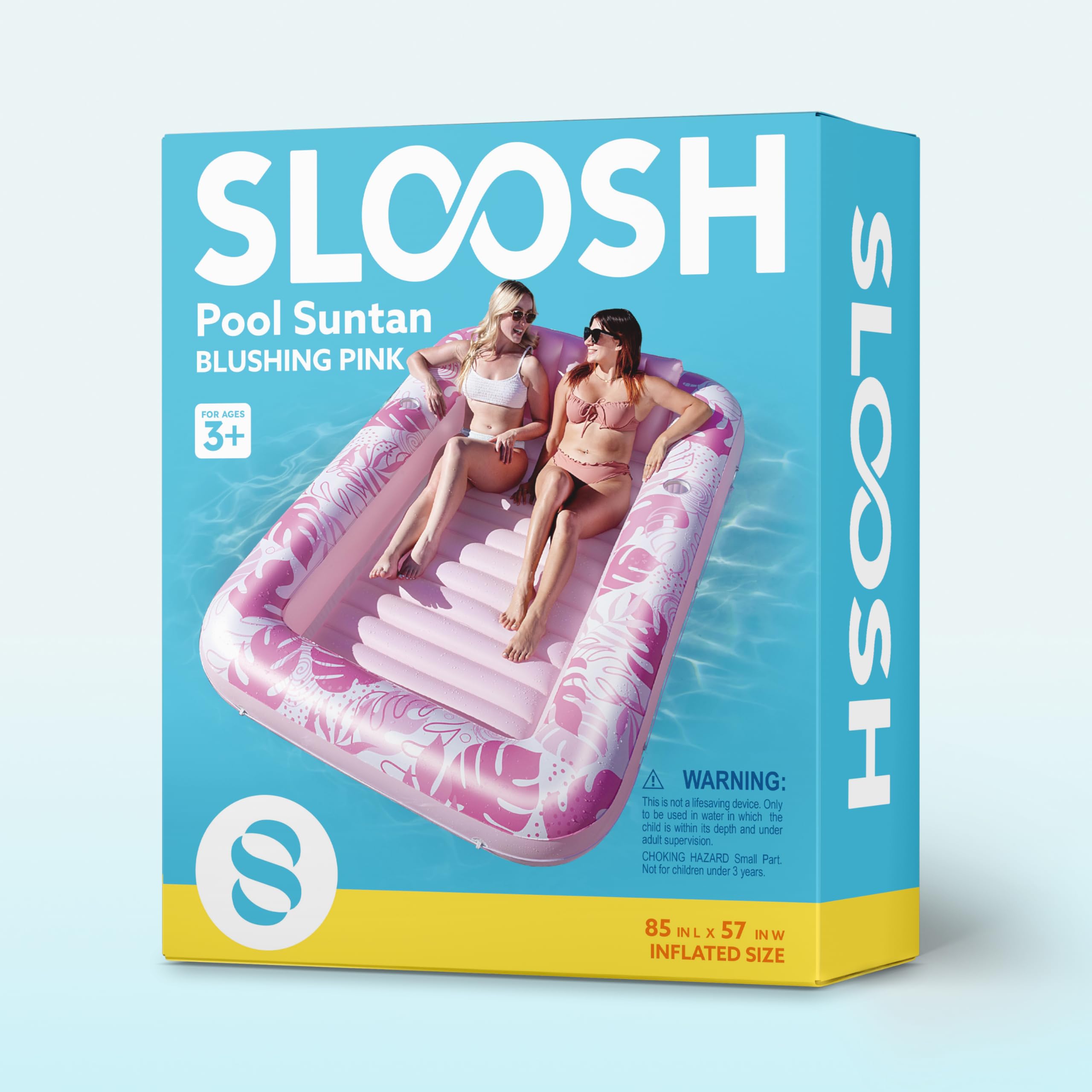 Sloosh XL tanning pool float as a stylish centerpiece for outdoor parties.