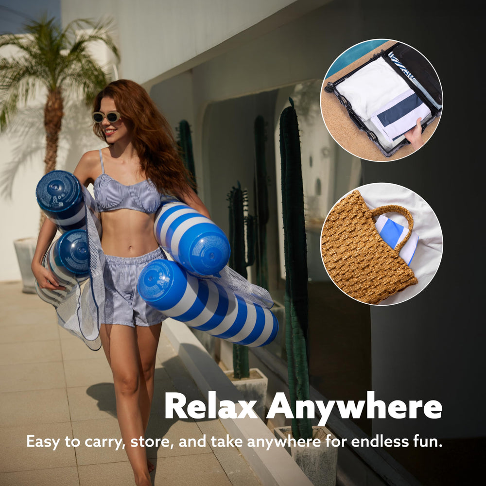 Sloosh2 foldable design travels easily for trips to pool and beach.
