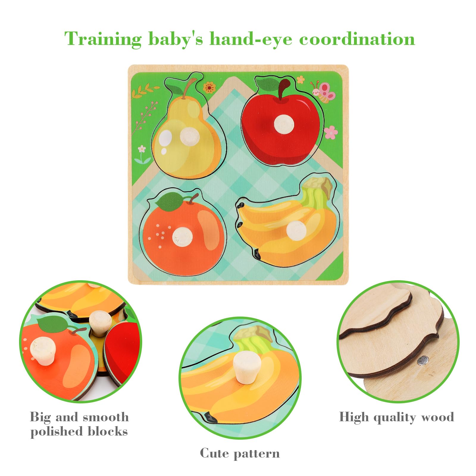 Slotic fruit puzzle, bright colors aid shape and color learning.