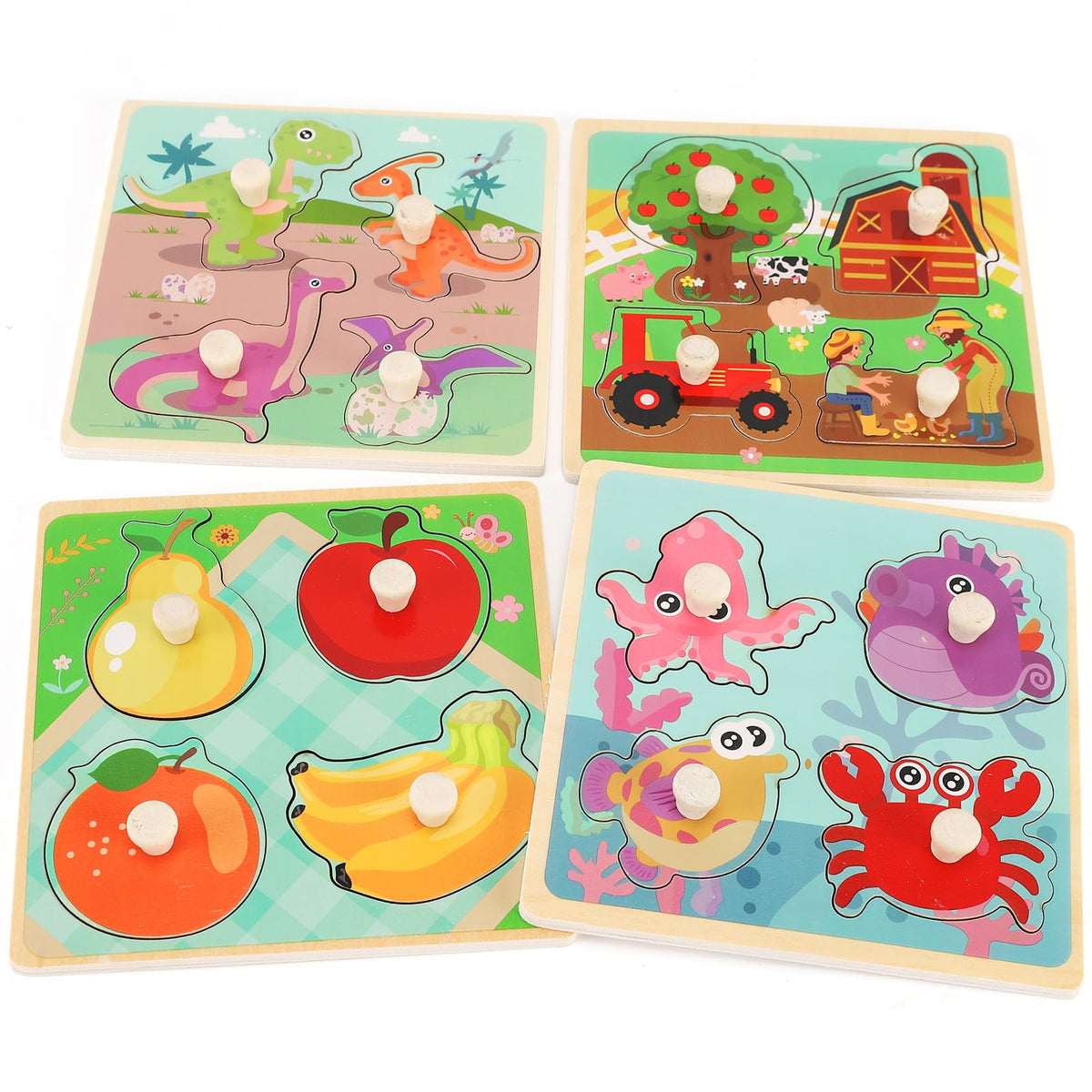 Slotic wooden peg puzzles hero image, engaging early learning for toddlers.