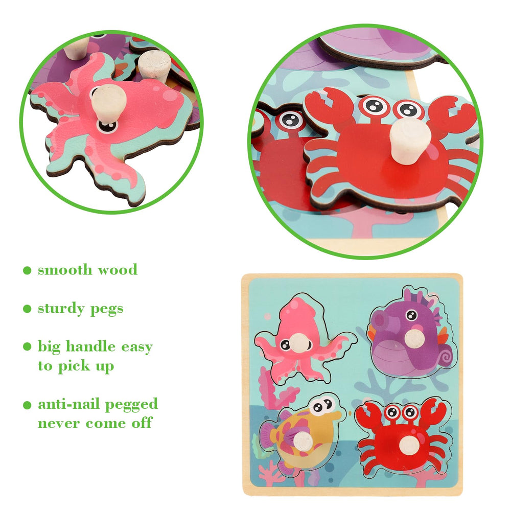 Slotic peg puzzles close-up, smooth pegs support safe tactile play.