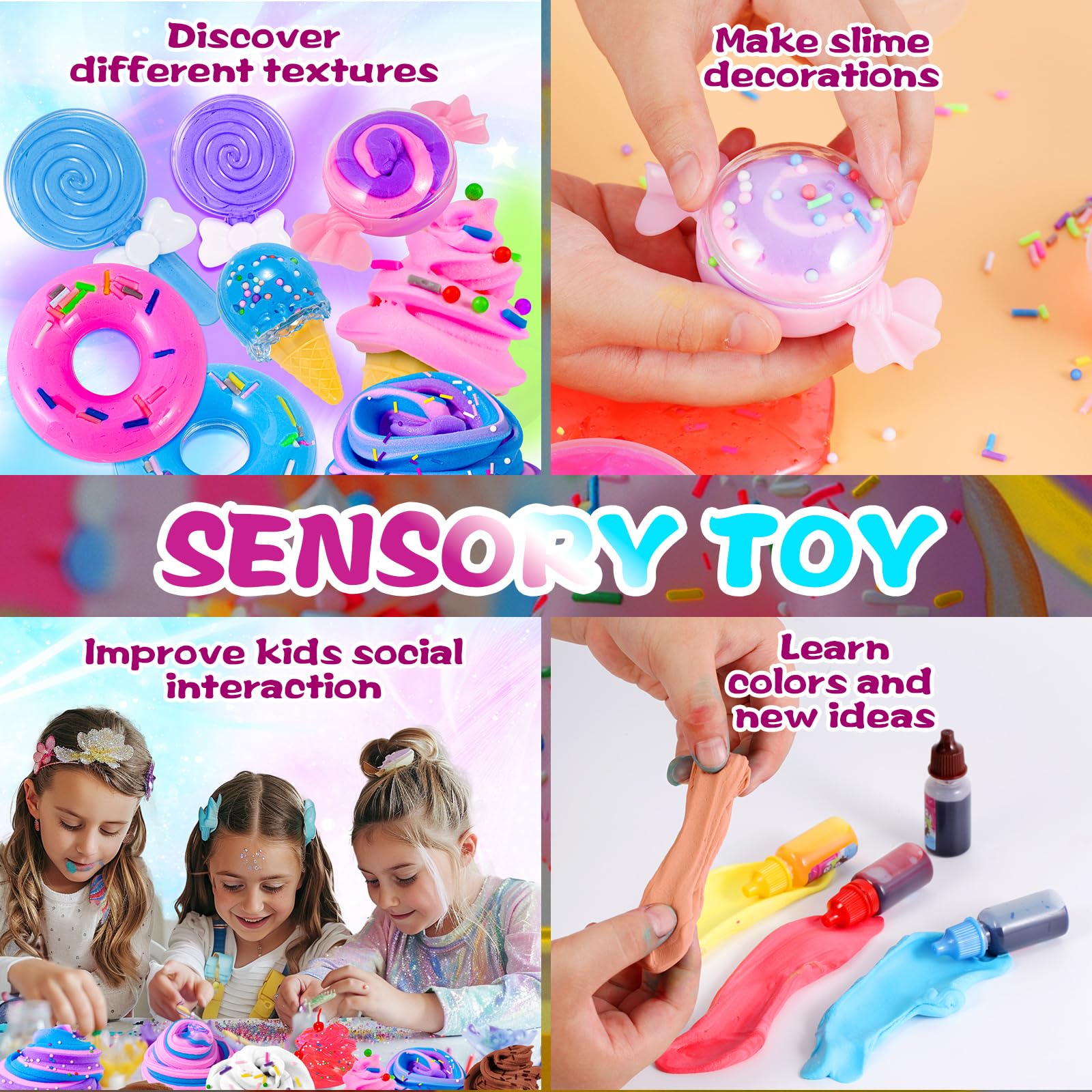 Sloueasy colorful slime palette features vibrant pigments for imagination.