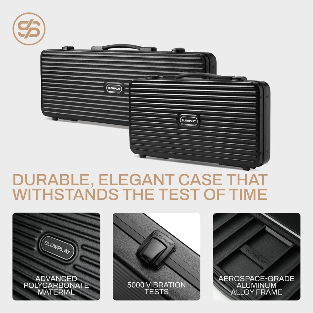 Durable SLOWPLAY carrying case designed for travel and protection.