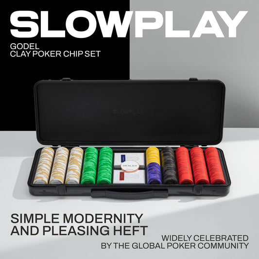 SLOWPLAY Godel 500-piece chip set in durable polycarbonate case protects gear during travel.