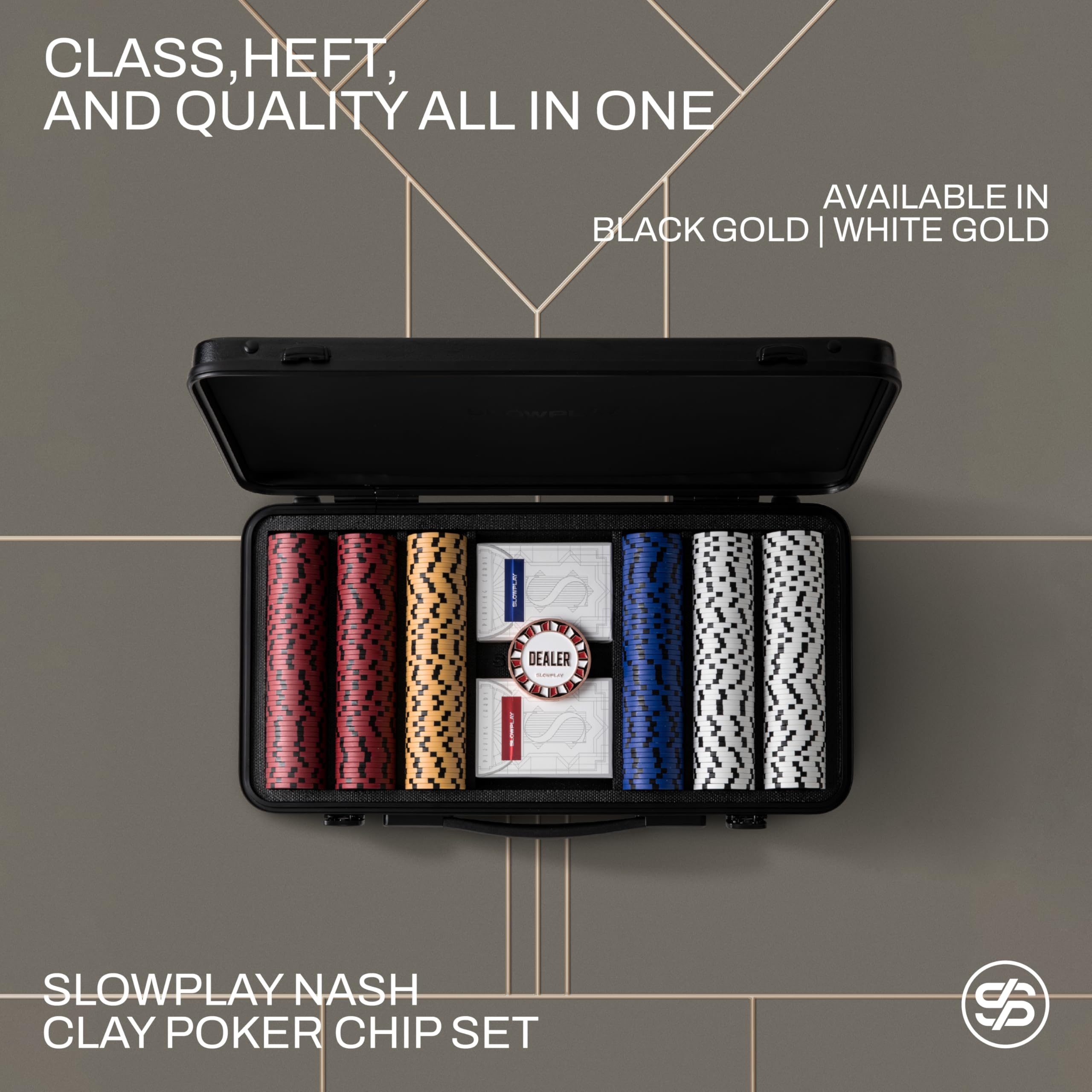 Slowplay Nash premium case with German polycarbonate shell protects chips on the go.