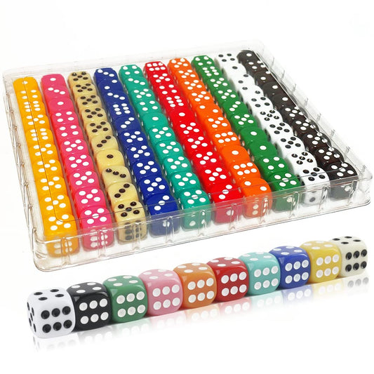 SLSESIN 100-piece dice set organized in a portable box for easy transport.