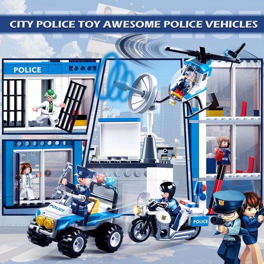 Sluban City Police Station 90-degree rotatable center for dynamic scenes