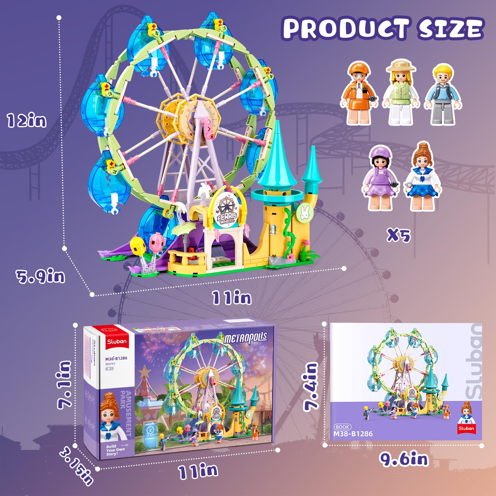 Sluban Ferris Wheel Cabin detail highlights rotating cabin for dynamic storytelling.