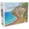 SlugFest Positano beach board shows coastal layout for strategic bidding and building.