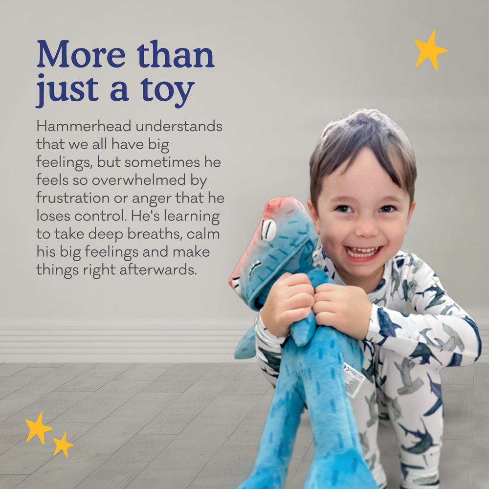 Slumberkins Hammerhead head flip toy illustrating emotion transformation for kids