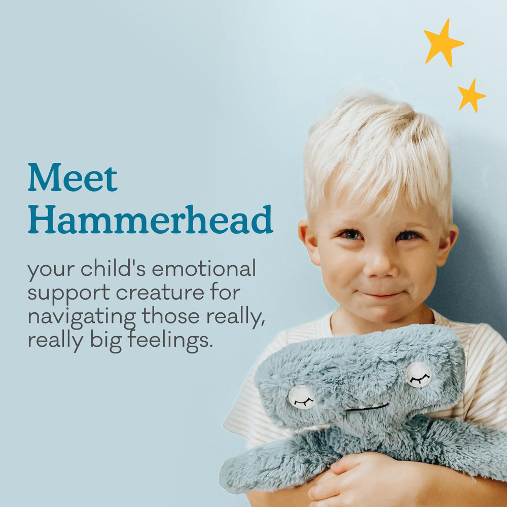 Hammerhead Kin plush in soft minky fabric, ideal for comforting bedtime rituals.