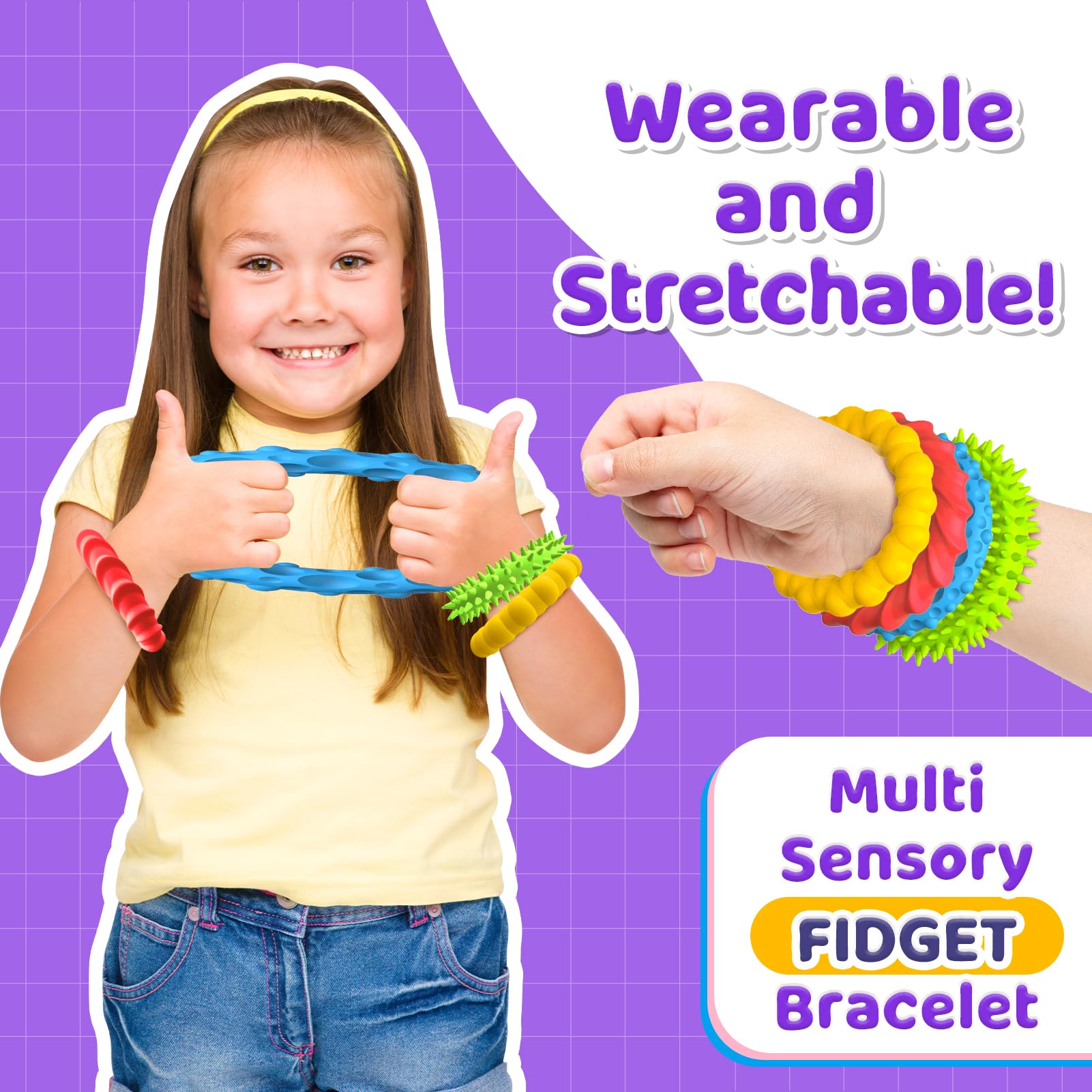 SMALL FISH bracelet with texture variety promotes calm and focus for kids.