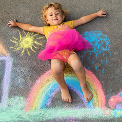 Small Fish dustless, non-toxic chalk safe for kids during outdoor art sessions.