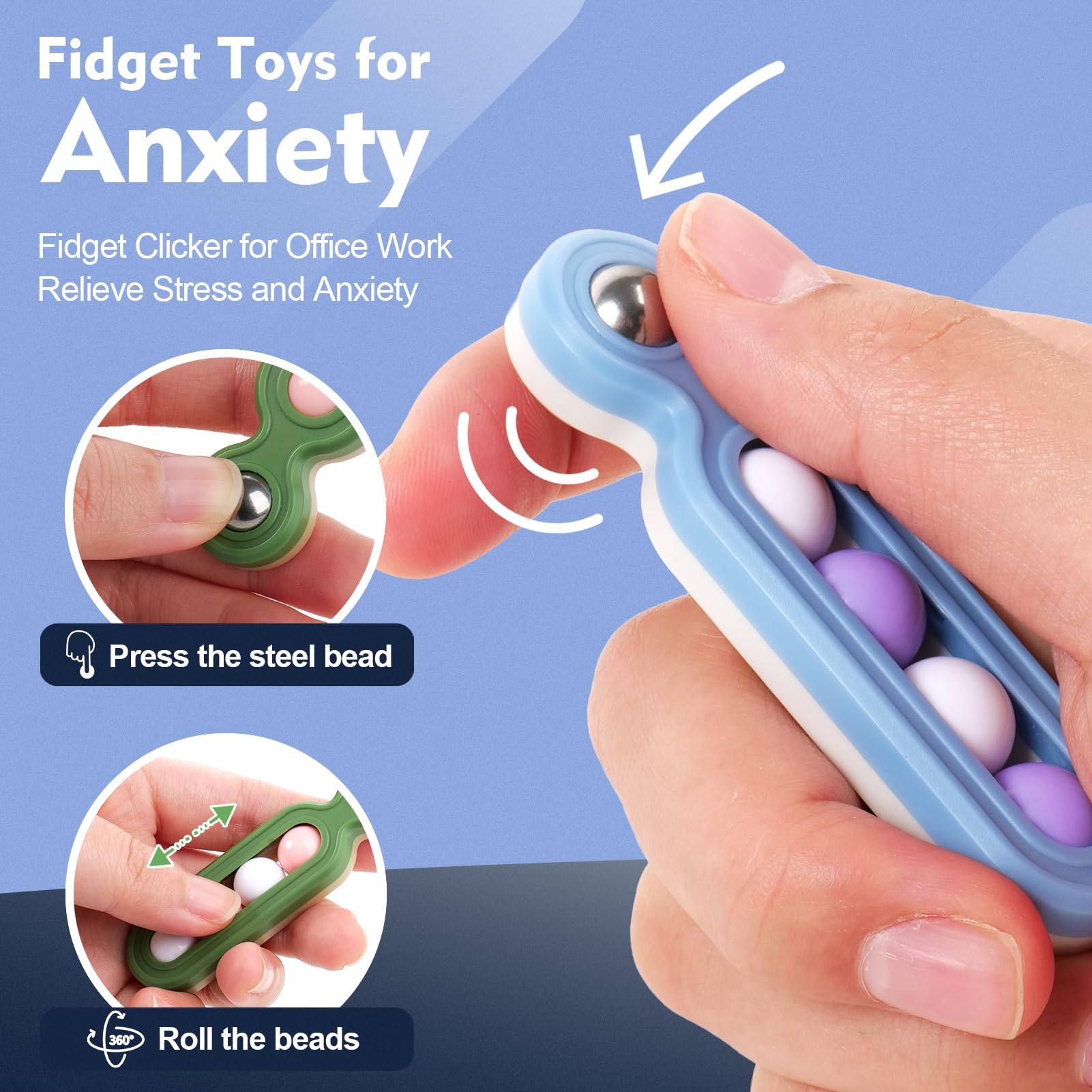 Small Fish fidget with steel bead press for focused concentration.