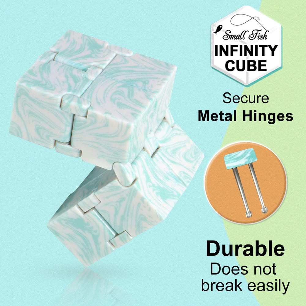 SMALL FISH Infinity Cube ABS blocks close-up emphasizes quiet, smooth flipping.