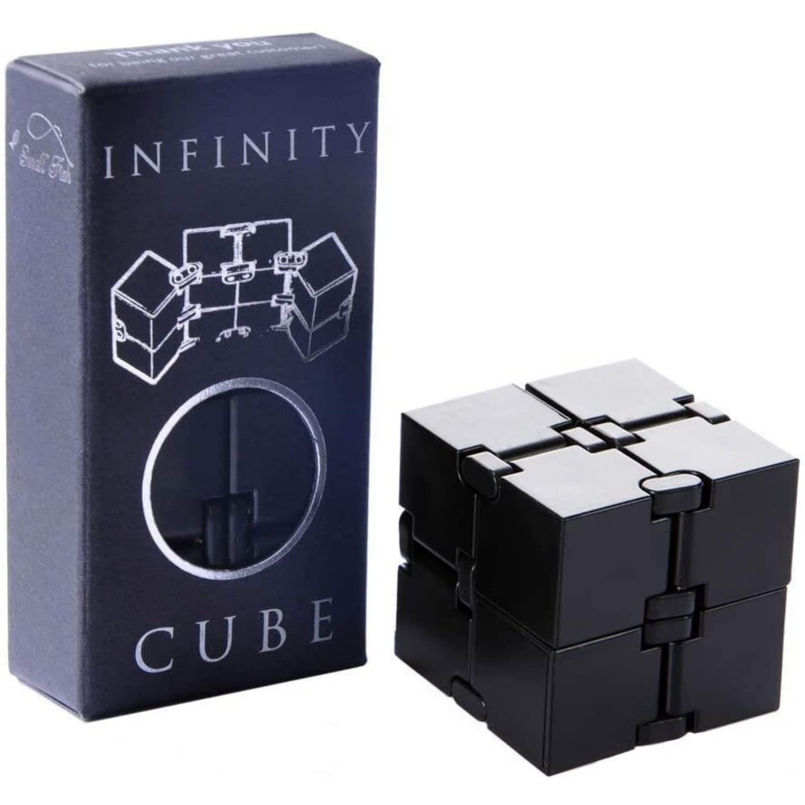 Small Fish Infinity Cube front view, compact portable fidget toy for on-the-go focus