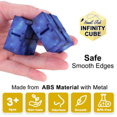Small Fish Infinity Cube Toy in-hand use for desk or travel.