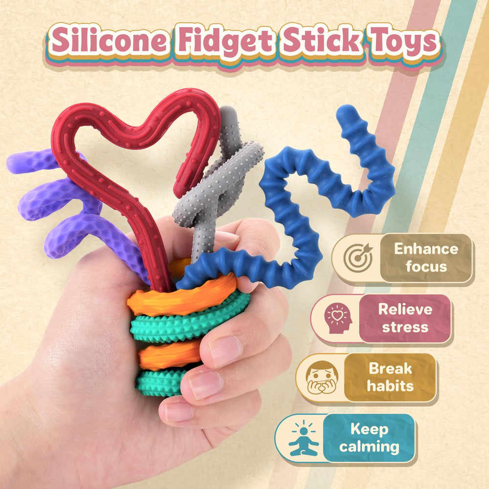 Small Fish knurl-detail fidget stick provides varied texture for soothing play
