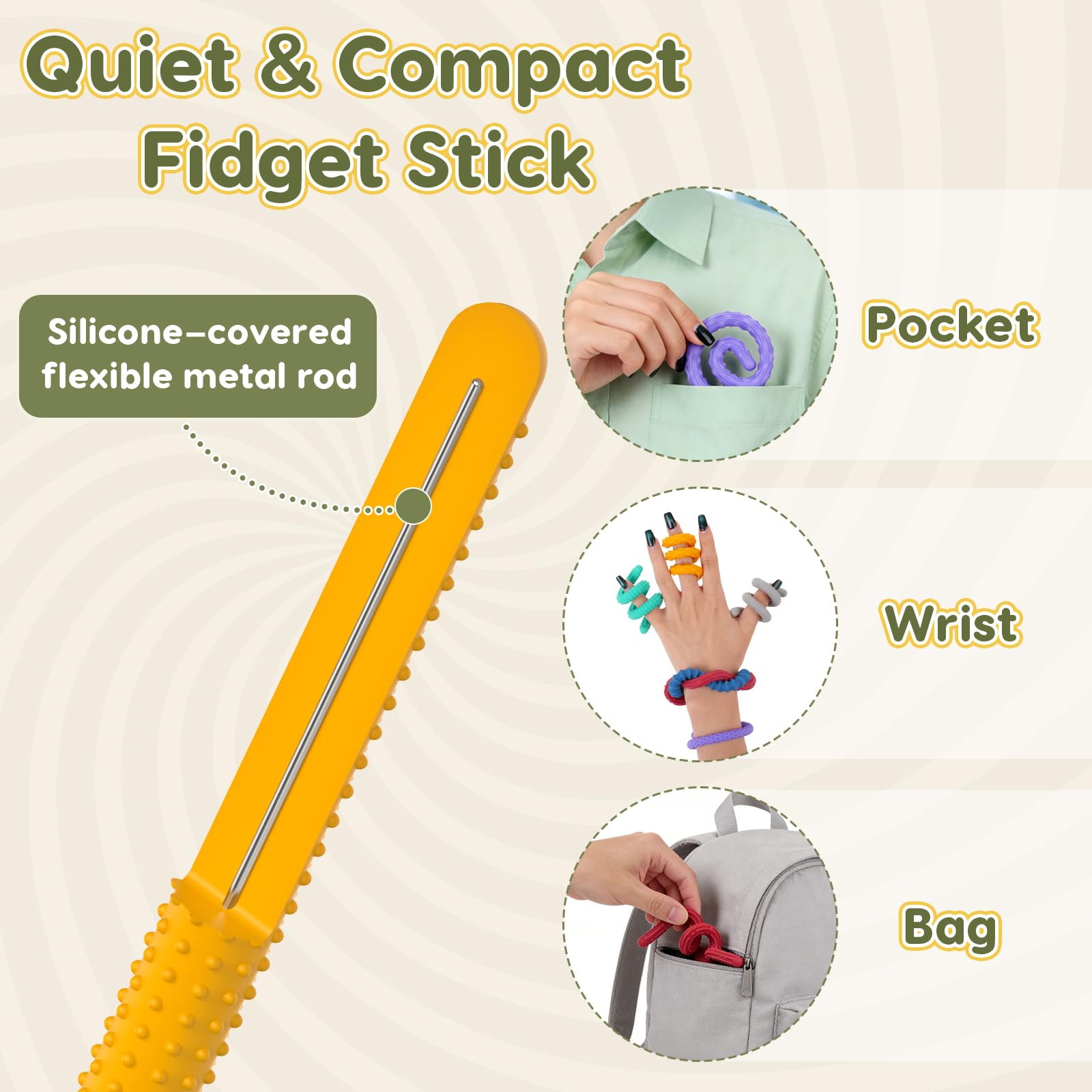 Small Fish pack of silicone fidget sticks for Easter gifts and busy days