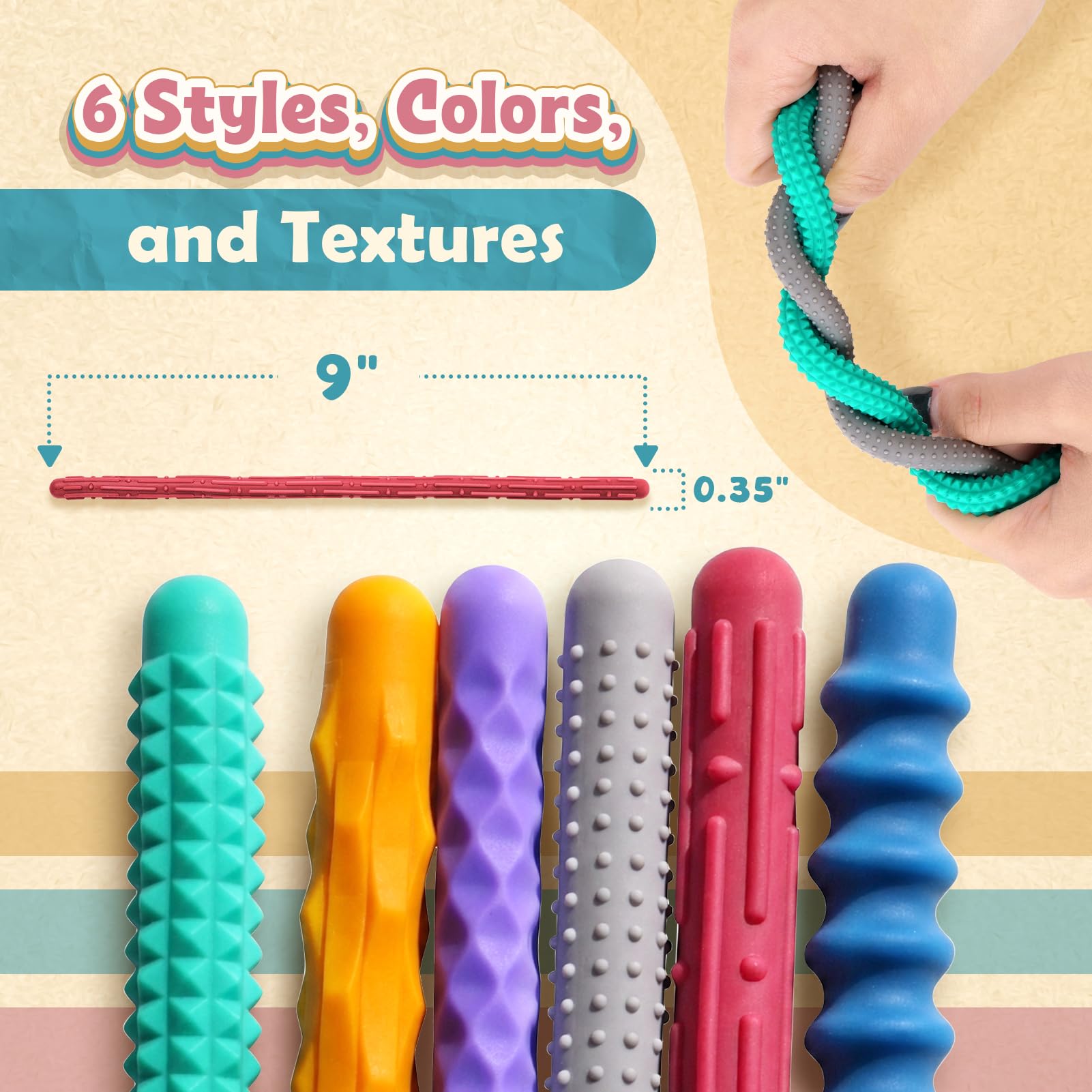 Small Fish smooth-edges fidget stick offers gentle hand-friendly use