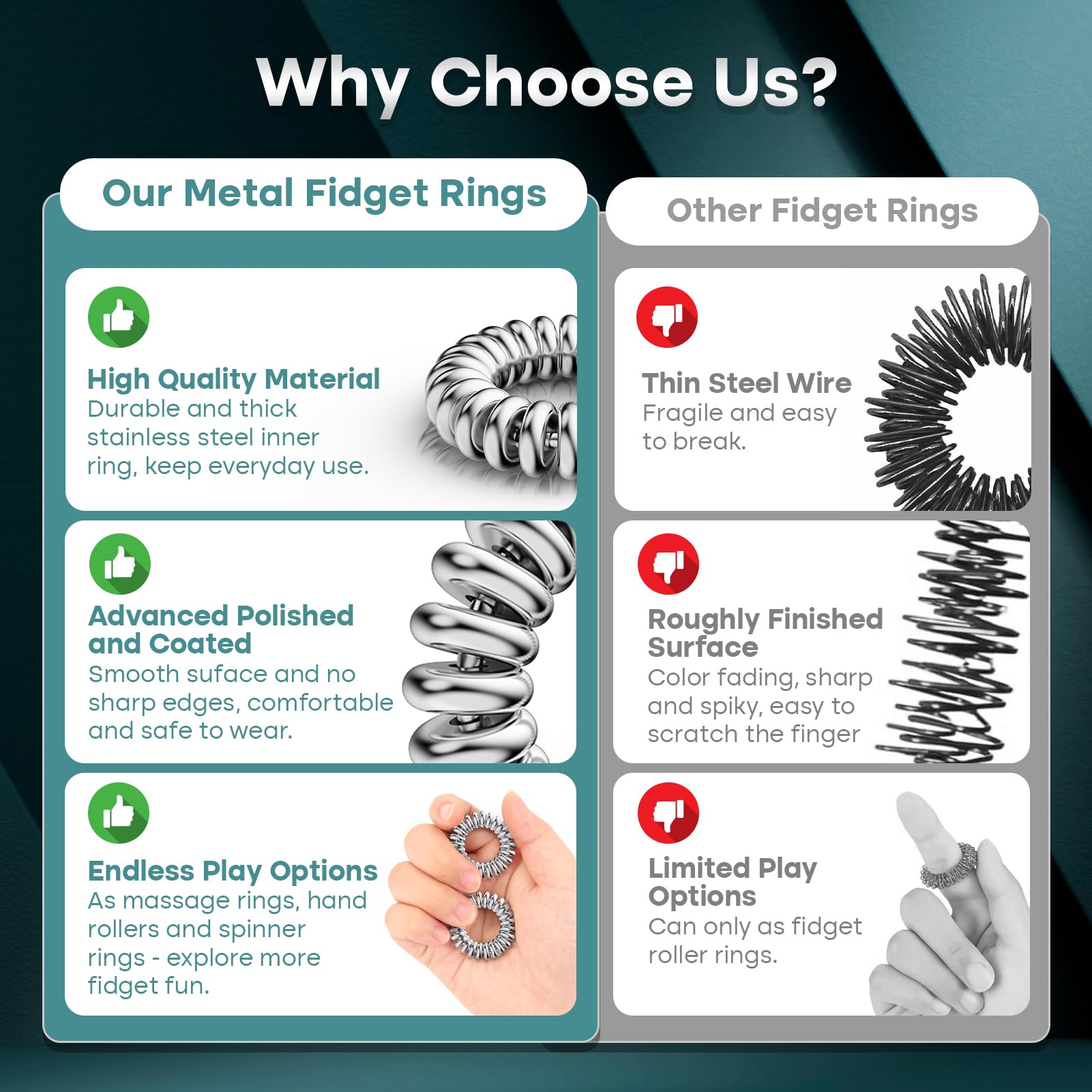 Small Fish sleek polished fidget ring suitable for quiet environments.