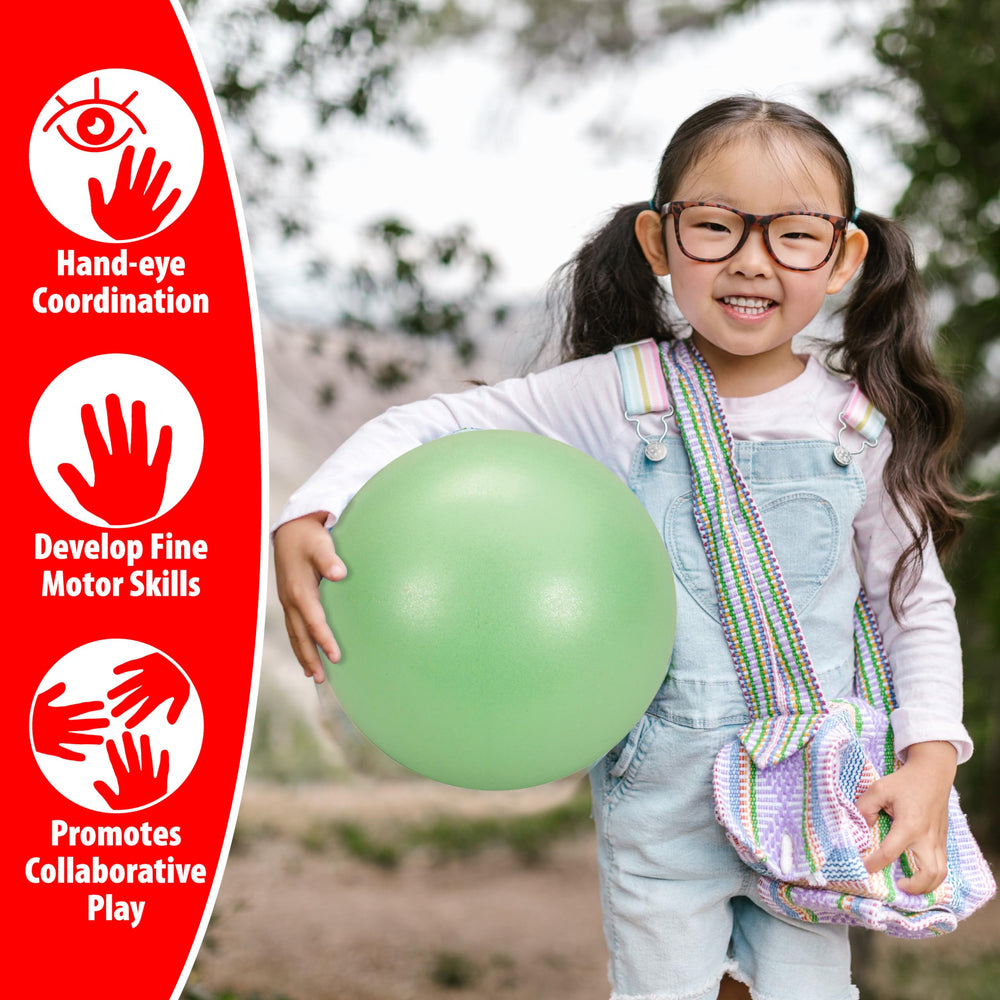 Small World Toys Gertie ball easy-grip surface supports catching and throwing.