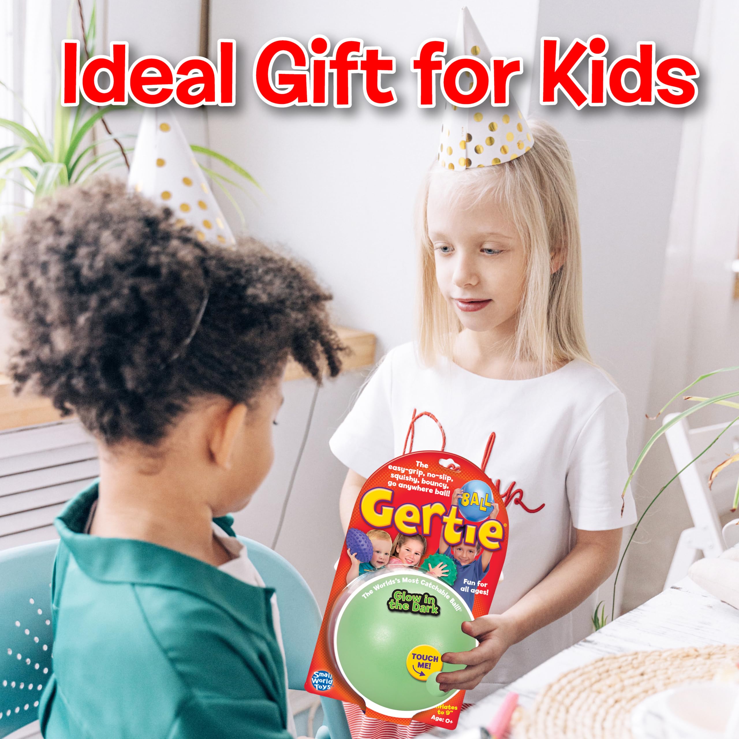 Small World Toys Gertie ball safe non-slip design for active play indoors.