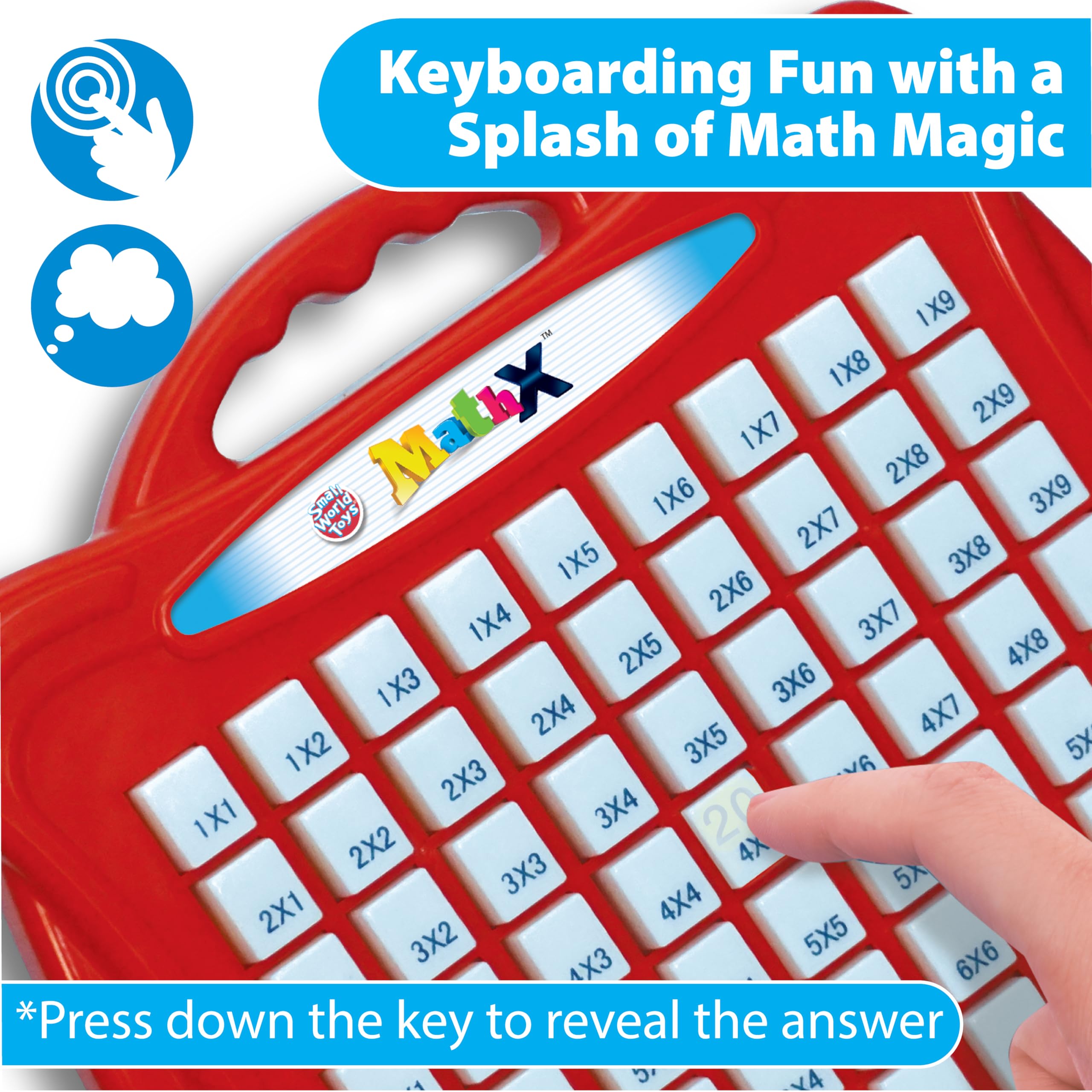 Small World Toys kid pressing a key during learning activity