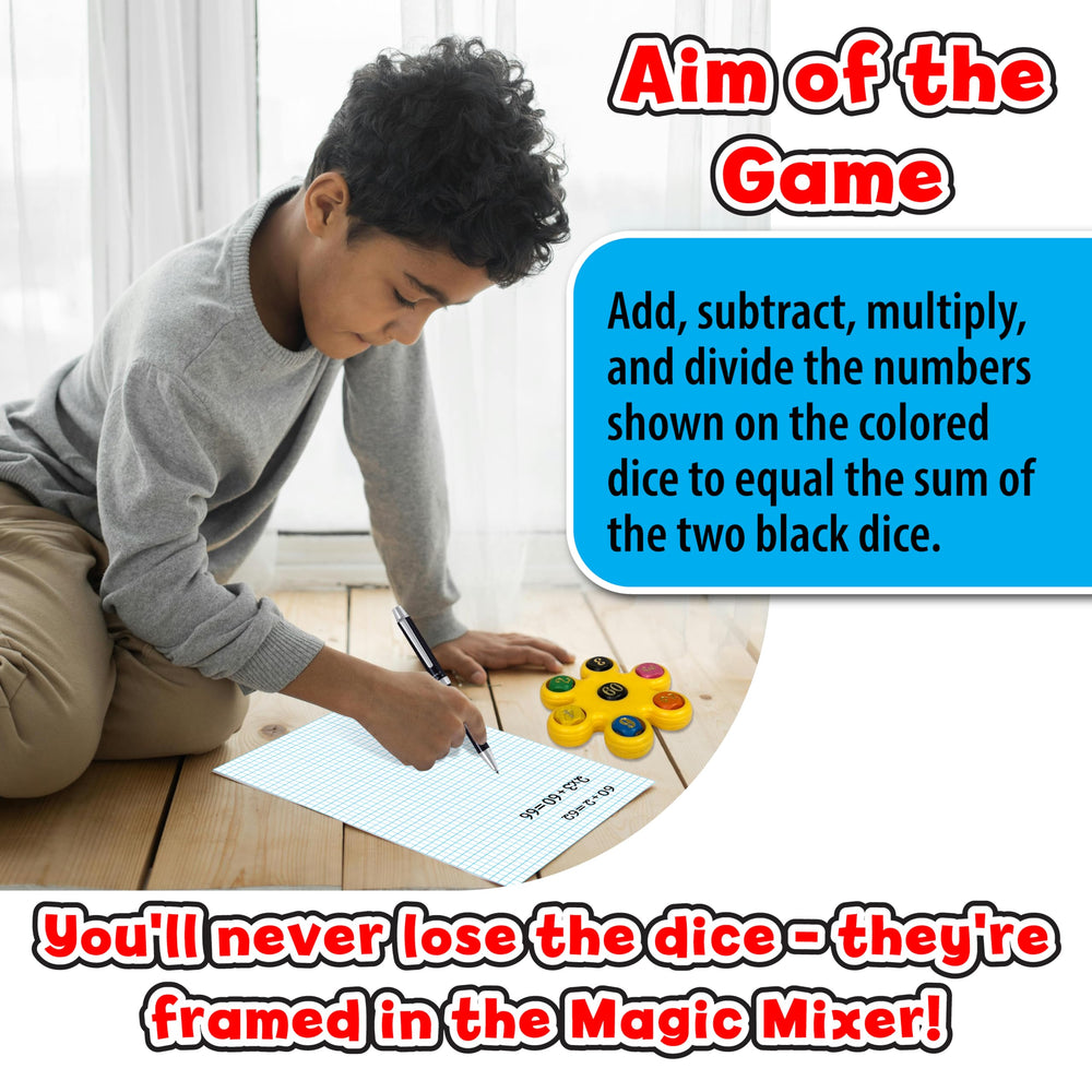 Small World Toys Magic Mixer with colored dice inspiring creative math equations.