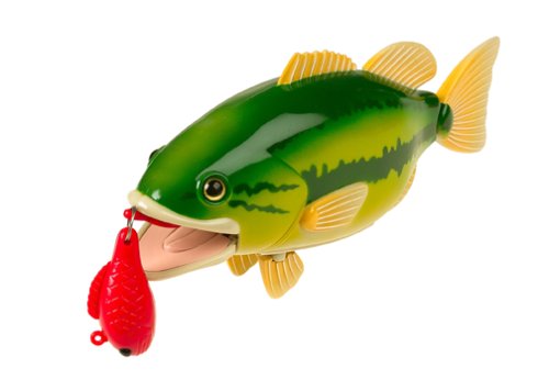 Two magnetic lures from Small World Toys for varied fishing play