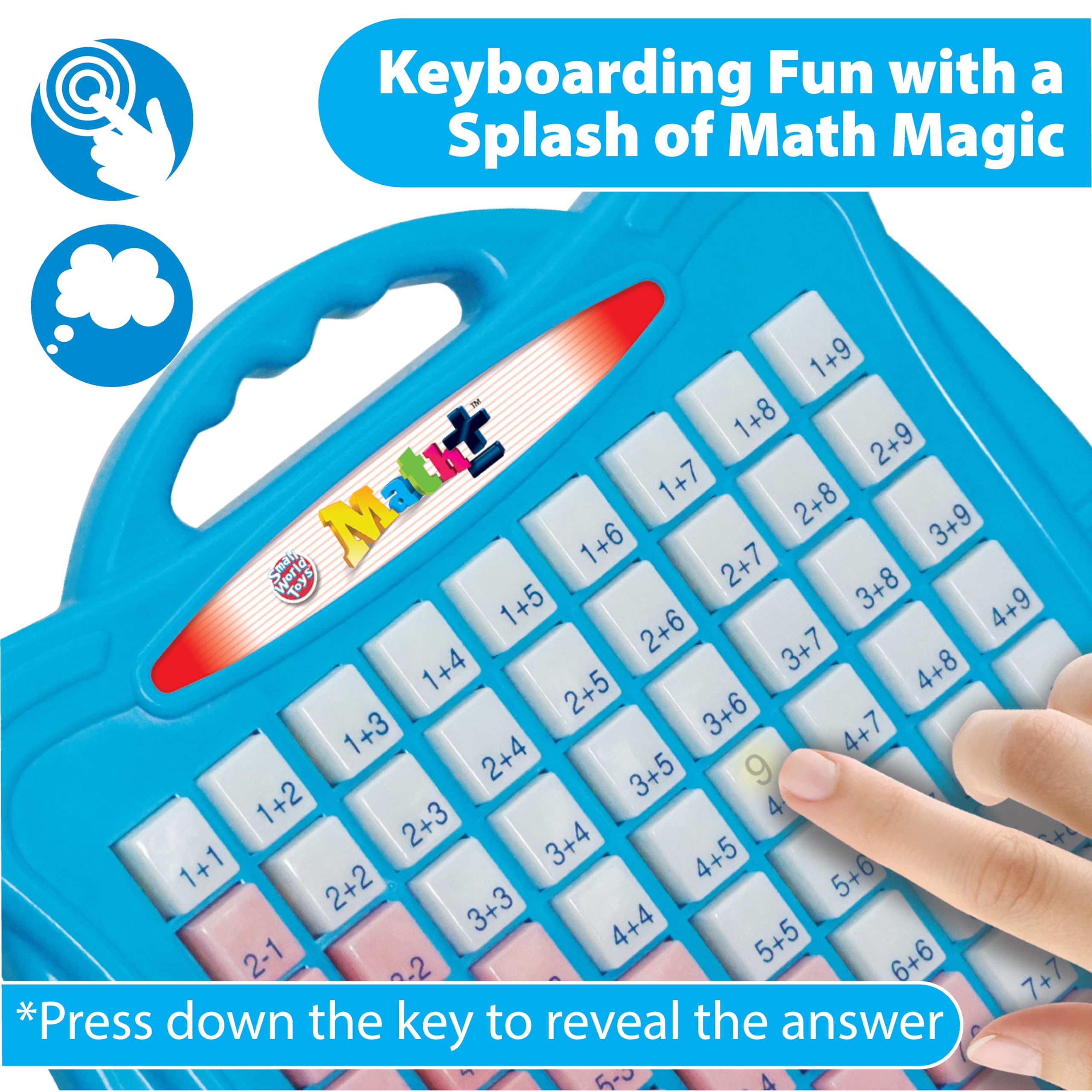 Small World Toys math board with easy-hold carry handle for travel.