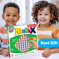 No batteries required for the Small World Toys multiplication board, screen-free learning.
