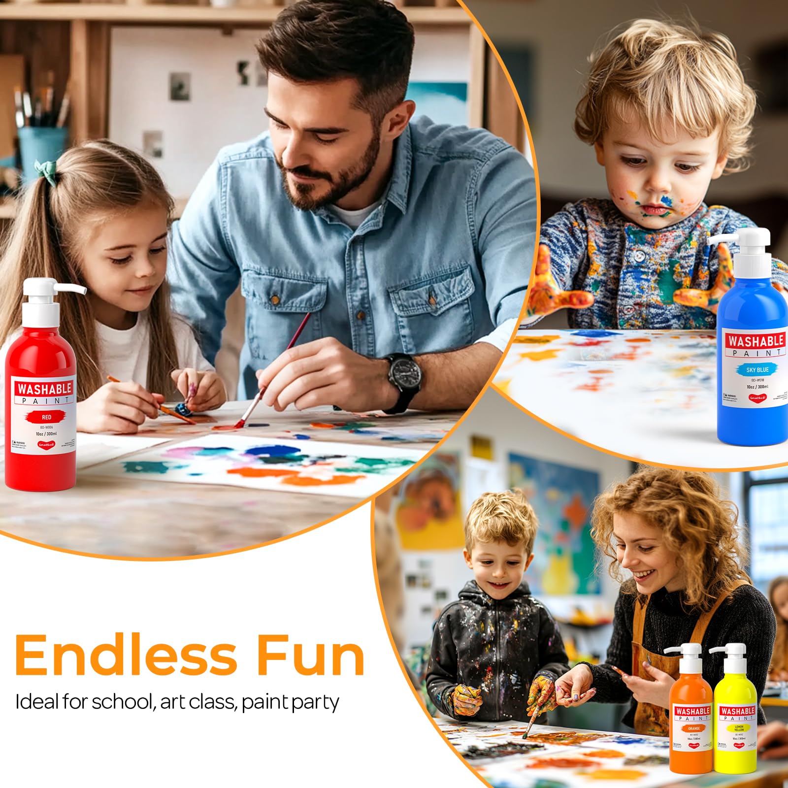Smallbudi kids finger-paint activity using non-toxic materials for hands-on exploration.