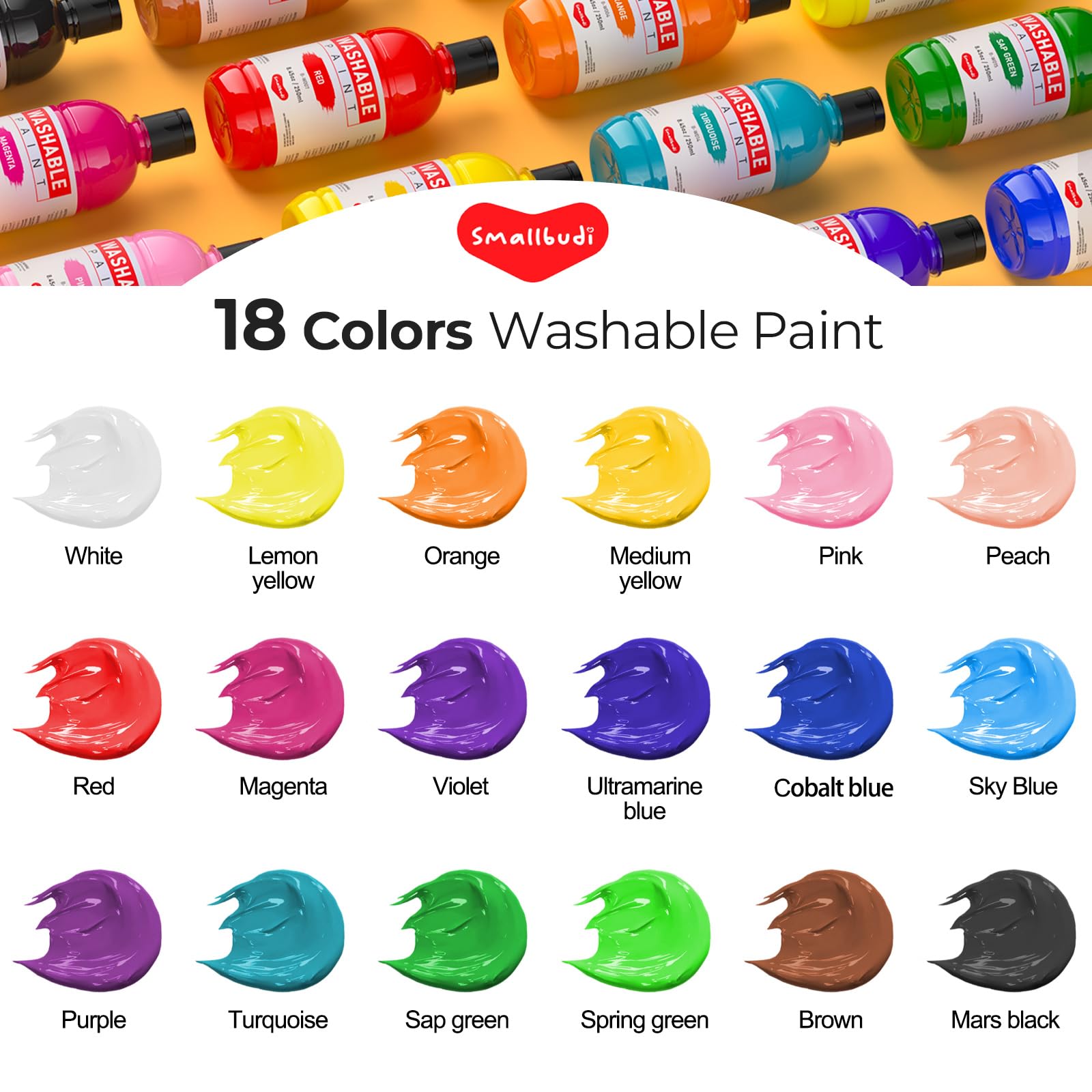 Smooth application on paper with Smallbudi paints for creative drawing and crafts
