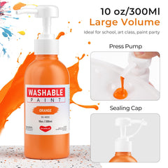 Smallbudi washable tempera bottles 10oz with pump for vibrant hues and easy wash-off.
