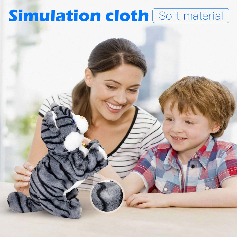 Smalody interactive plush cat durable stitching and soft touch fabric.