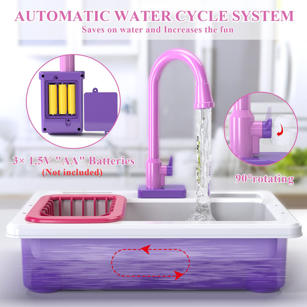 SmartChef sink base with faucet demonstrating realistic water flow during role play