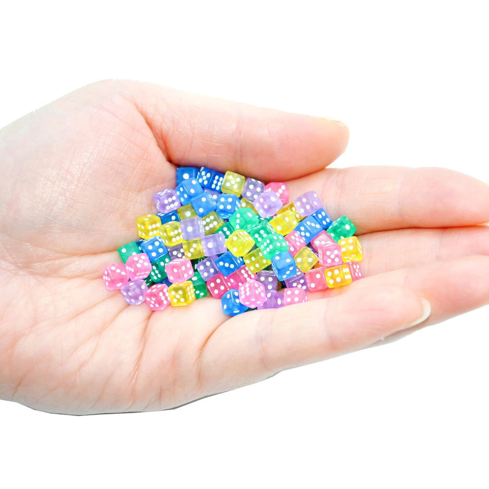 SmartDealsPro 100pcs translucent D6 dice in mixed colors for versatile casino-themed activities