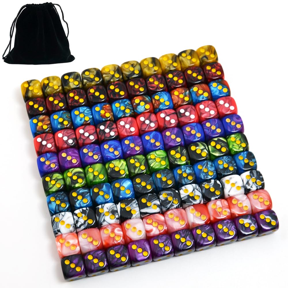Smartdealspro 12mm two-color D6 dice set in vibrant hues for game nights.