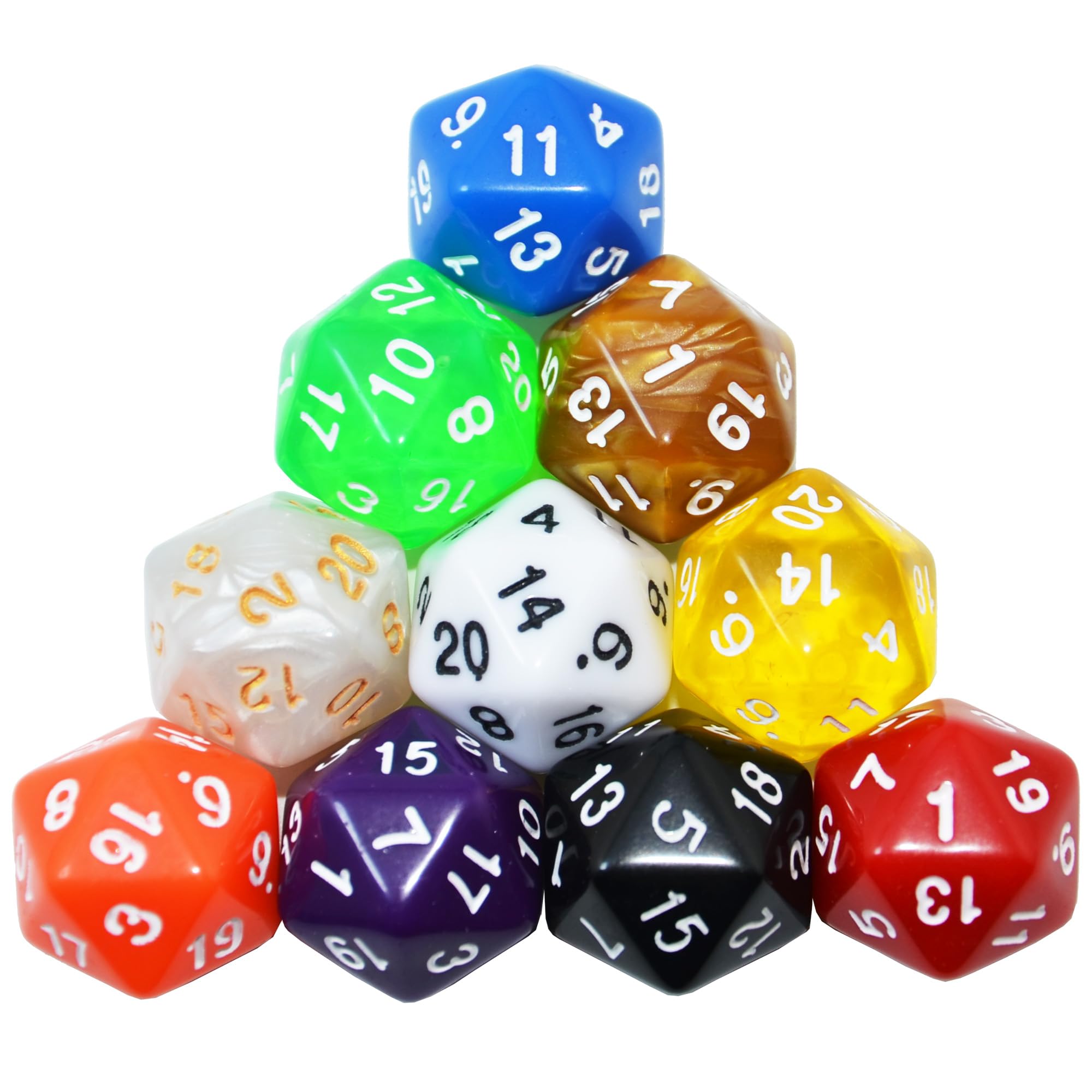 SmartDealsPro D20 solid-color dice offer quick reference during battles