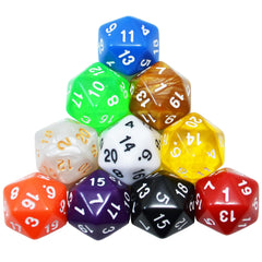 SmartDealsPro D20 solid-color dice offer quick reference during battles