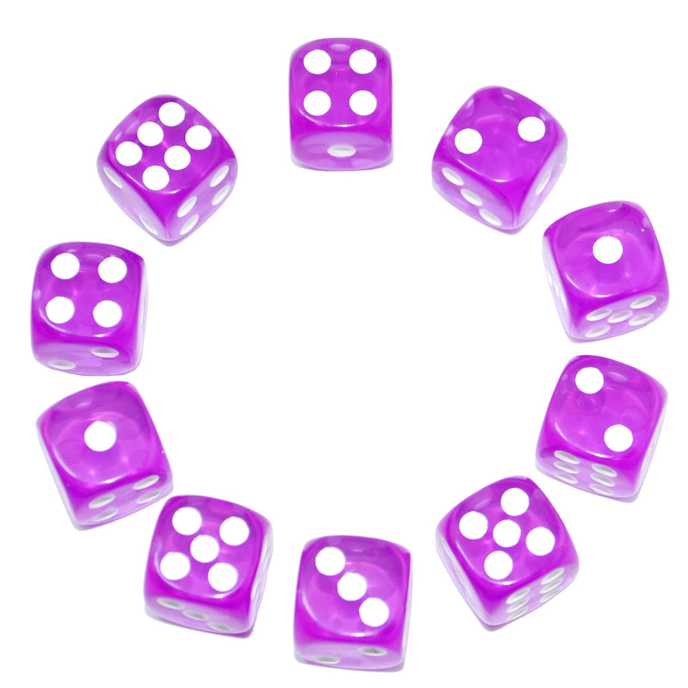 Purple translucent D6 dice by SmartDealsPro, ideal for MTG and Yahtzee gameplay