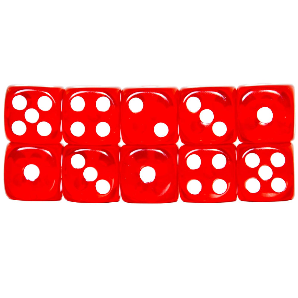 SmartDealsPro red translucent D6 dice in hand for portable gameplay