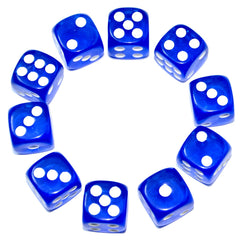 SmartDealsPro blue translucent D6 dice ideal for tabletop gaming in a 10-pack.
