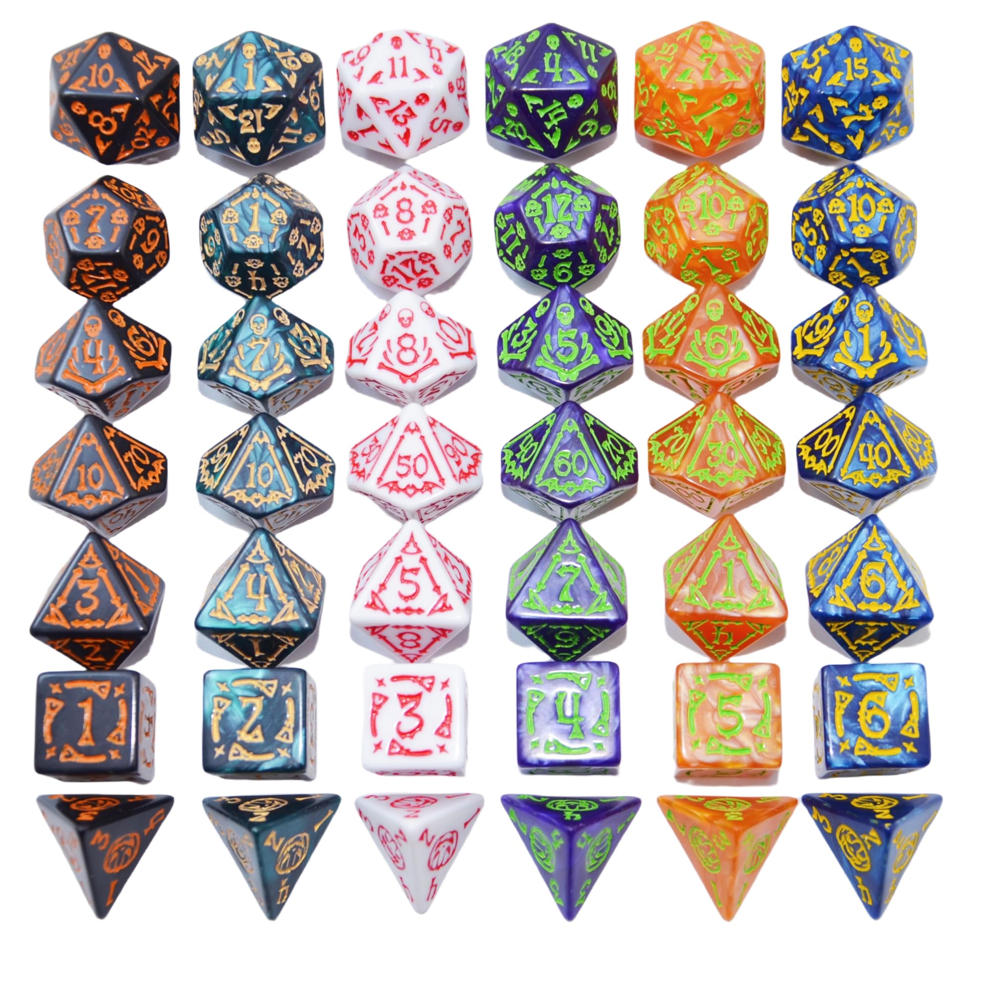 Smartdealspro colorful dice with halloween elements for D&D sessions.