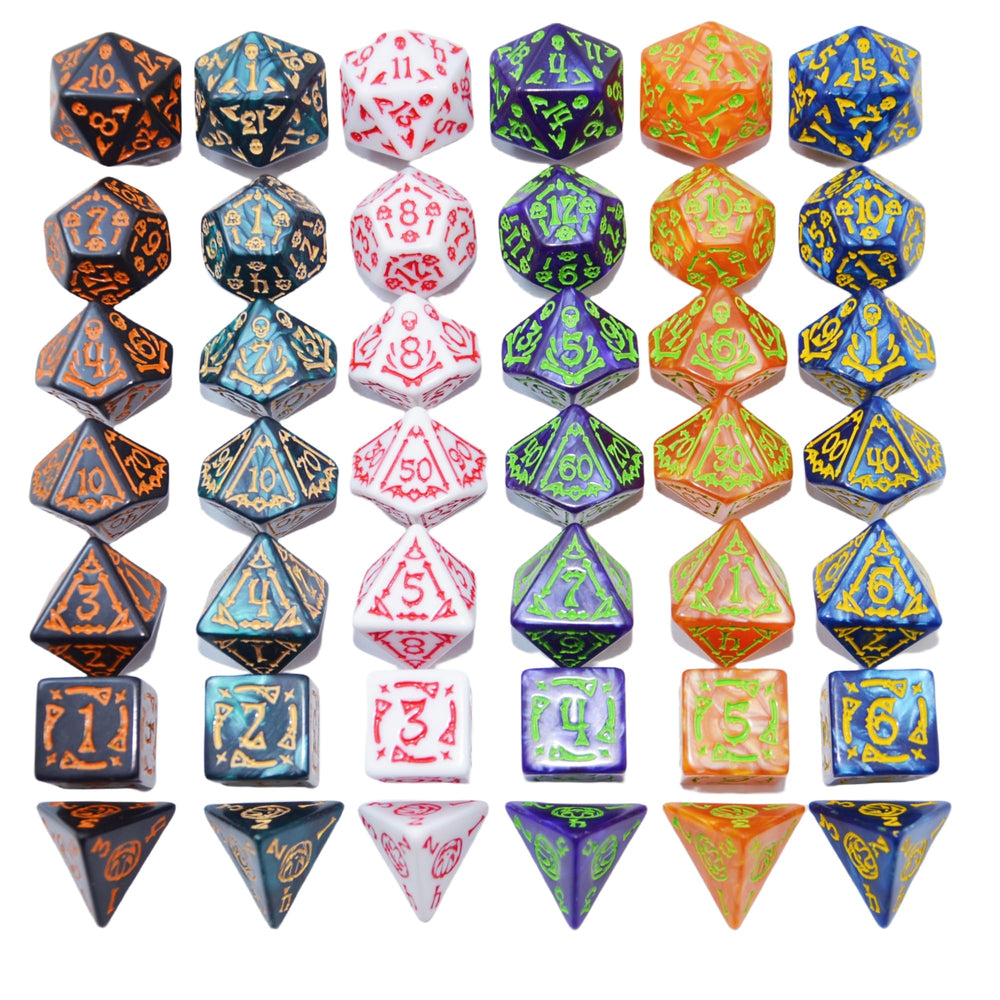 Smartdealspro colorful dice with halloween elements for D&D sessions.